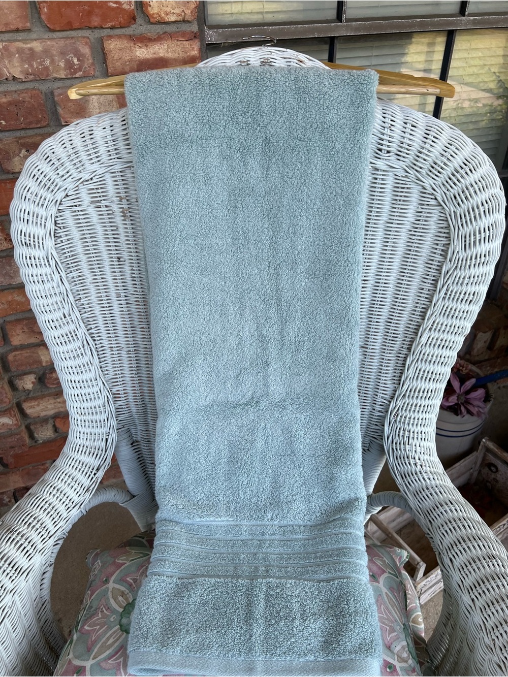 Sage green Atelier No. 9 bath towel features Duet Performance Technology